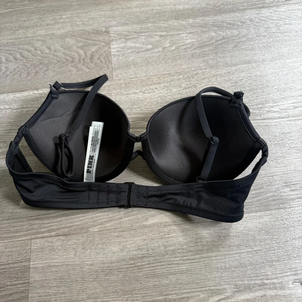 Victorias Secret‎ PINK Black Underwire Bikini Top Size M 423969-QF5